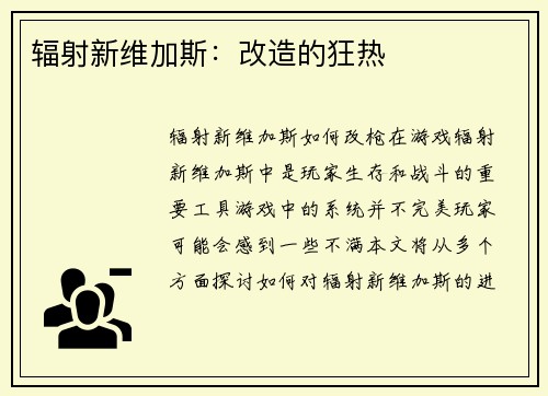 辐射新维加斯：改造的狂热