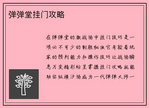 弹弹堂挂门攻略